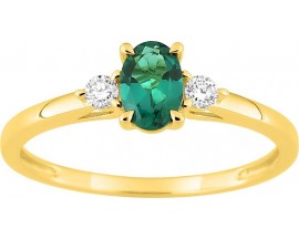 Bague or, émeraude & diamant(s) synthétique(s) Stepec - 9KLGE109Y