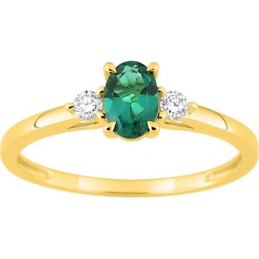 Bague or, émeraude & diamant(s) synthétique(s) Stepec - 9KLGE109Y