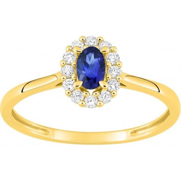 Bague or, saphir & diamant(s) synthétique(s) Stepec - 9KLGS102Y