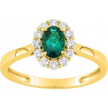 Bague or, émeraude & diamant(s) synthétique(s) Stepec - 9KLGE103Y