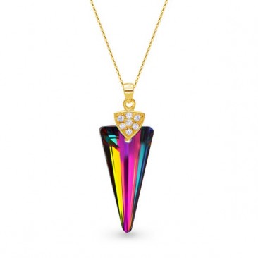 Collier argent doré et cristal Spark - G403ND