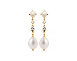 Boucles d'oreilles pendants plaqué or oxydes Stepec - IJPJBPPBO