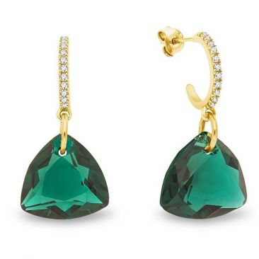 Boucles d'oreilles dormeuses argent doré et cristal Spark - G0413EM