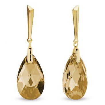 Boucles d'oreilles dormeuses argent doré et cristal Spark - G0148C