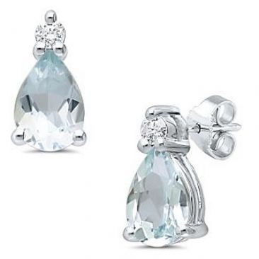Boucles d'oreilles boutons or aigues marines & diamant(s) - apelTTJIUg ai og 