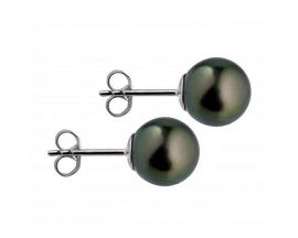 Boucles d'oreilles boutons argent perle de Tahiti Stepec - BOPOU.B/C/1-AGT