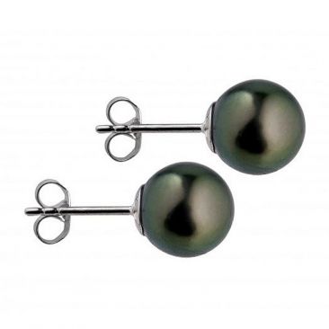 Boucles d'oreilles boutons argent perle de Tahiti Stepec - BOPOU.B/C/1-AGT