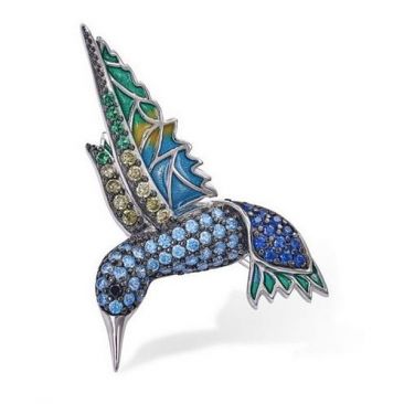 Broche oiseau argent & oxydes LINEARGENT - 19240-F