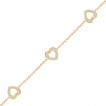 Bracelet coeurs plaqué or oxydes Phebus - 76300014