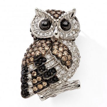 Broche Pendentif hibou argent et oxydes Stepec - cIEPI