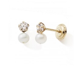Boucles d'oreilles boutons or perles & oxydes Stepec - nXXPIv
