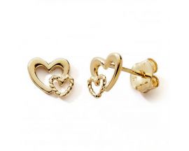 Boucles d'oreilles coeurs boutons or Stepec - nBIPXU
