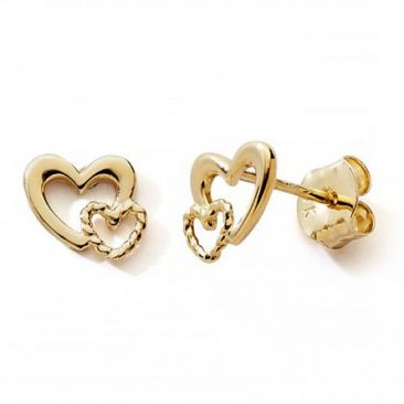 Boucles d'oreilles coeurs boutons or Stepec - nBIPXU