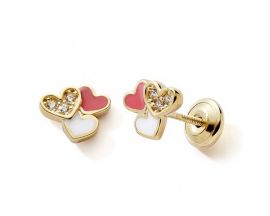 Boucles d'oreilles coeurs boutons or Stepec - nBIPUTv