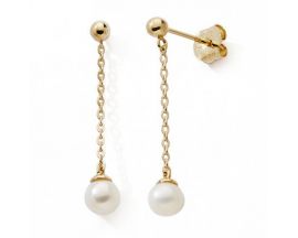 Boucles d'oreilles pendantes or, perles & oxydes - nBBEUT