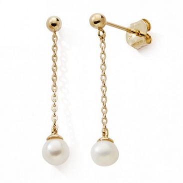 Boucles d'oreilles pendantes or, perles & oxydes - nBBEUT
