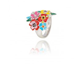 Bague fleurs argent oxydes Una Storia - BG121225