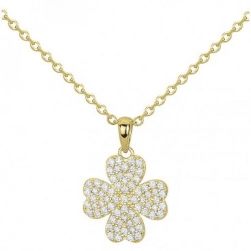 Collier trèfle plaqué or oxydes Phebus - 76700369