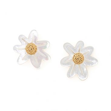 MARGUERITE boucles doreilles puces nacre blanche