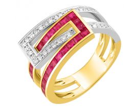 Bague or rubis & diamants - 1.6168.R2