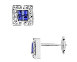 Boucles d'oreilles boutons or diamant(s) & saphir(s) - 2.6007.S1