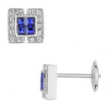 Boucles d'oreilles boutons or diamant(s) & saphir(s) - 2.6007.S1