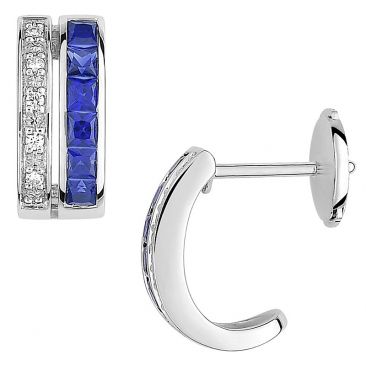 Boucles d'oreilles boutons or diamant(s) & saphir(s) - 2.6068.S1