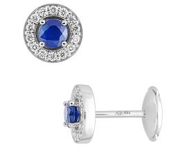 Boucles d'oreilles boutons or diamant(s) & saphir(s) - 2.6033.S1
