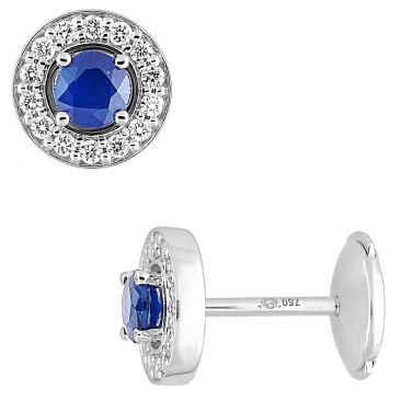 Boucles d'oreilles boutons or diamant(s) & saphir(s) - 2.6033.S1