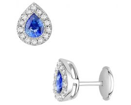 Boucles d'oreilles boutons or diamant(s) & saphir(s) - 2.6060.S1