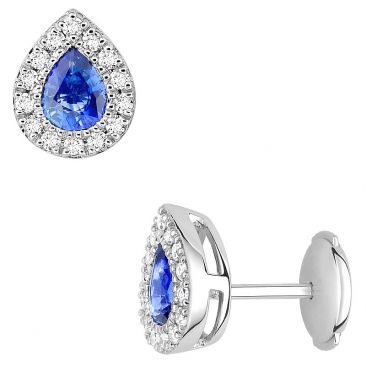 Boucles d'oreilles boutons or diamant(s) & saphir(s) - 2.6060.S1