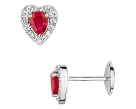 Boucles d'oreilles boutons or diamant(s) & saphir(s) - 2.6009.R1