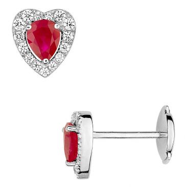 Boucles d'oreilles boutons or diamant(s) & saphir(s) - 2.6009.R1