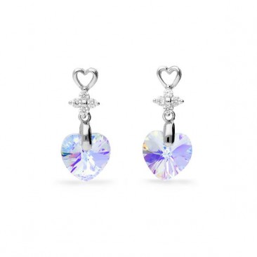 Boucles d'oreilles pendants coeurs argent et cristal Spark - A431AB