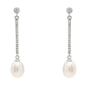 Boucles d'oreilles pendants argent perles & oxydes LINEARGENT - 16332-A