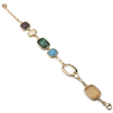 Bracelet argent rosé & pierres couleur LINEARGENT - 19280-P