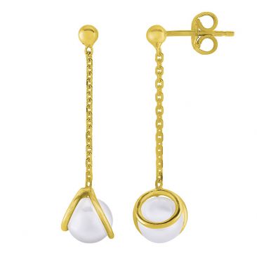 Boucles d'oreilles pendants argent doré perles Jourdan - AJF210133E