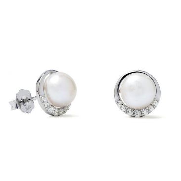 Boucles d'oreilles boutons argent perles & oxydes LINEARGENT - 19888-A