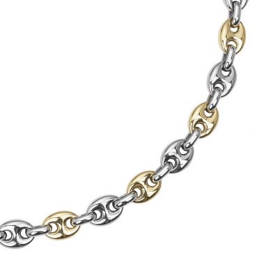 Collier acier bicolore grain de café