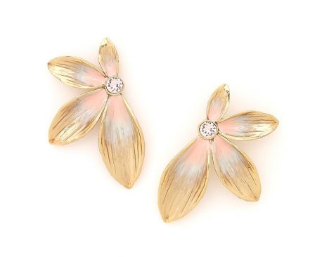 Boucles D'oreilles Vintage Frank Herval - Clips Strass Irisés - Fabriqué En France - Occasion