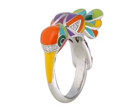 Bague colibri argent oxydes Una Storia - BG121228