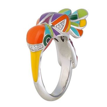 Bague colibri argent oxydes Una Storia - BG121228