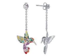 Boucles d'oreilles colibri pendants argent Una Storia - BO121228
