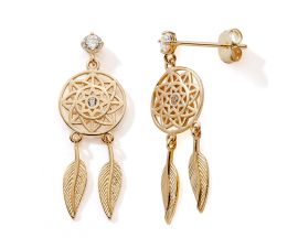 Boucles d'oreilles pendants attrape rêves or oxydes Stepec - nBBIJI