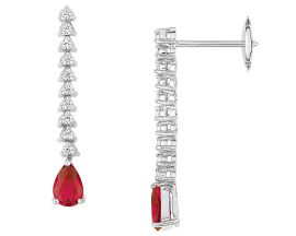 Boucles d'oreilles pendantes or diamant(s) & rubis - 2.6054.R1