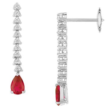 Boucles d'oreilles pendantes or diamant(s) & rubis - 2.6054.R1