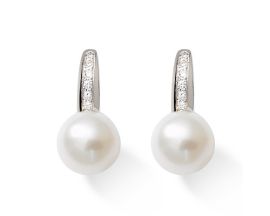 Boucles d'oreilles brisures perles d'eau douce & diamants or Stepec - oBIBSb