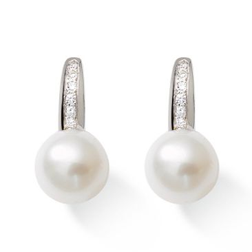 Boucles d'oreilles brisures perles d'eau douce & diamants or Stepec - oBIBSb