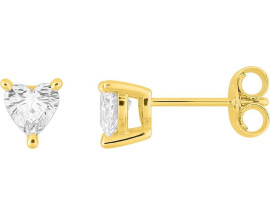 Boucles d'oreilles boutons coeurs diamants synthétiques or Stepec - 9KLGD140Y