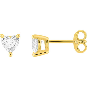 Boucles d'oreilles boutons coeurs diamants synthétiques or Stepec - 9KLGD140Y